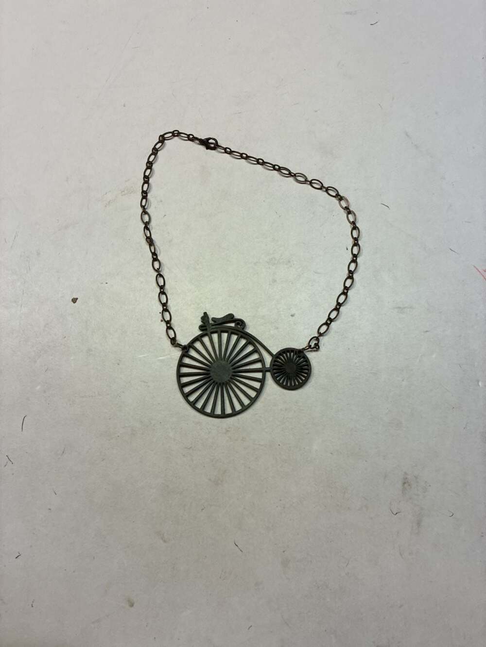 Antique Bronze Penny Farthing Bicycle Pendant Necklace - Picture 3 of 12